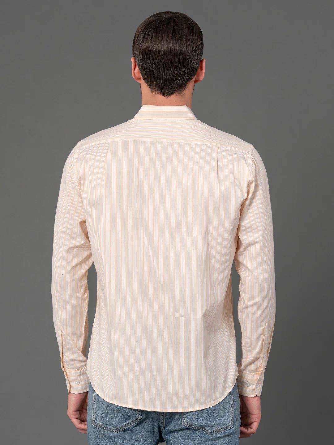 Light Yellow Striped Shirt for Men - Image 3