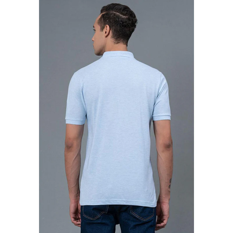 Lt. Blue Melange Men's Polo T-Shirt - Image 3