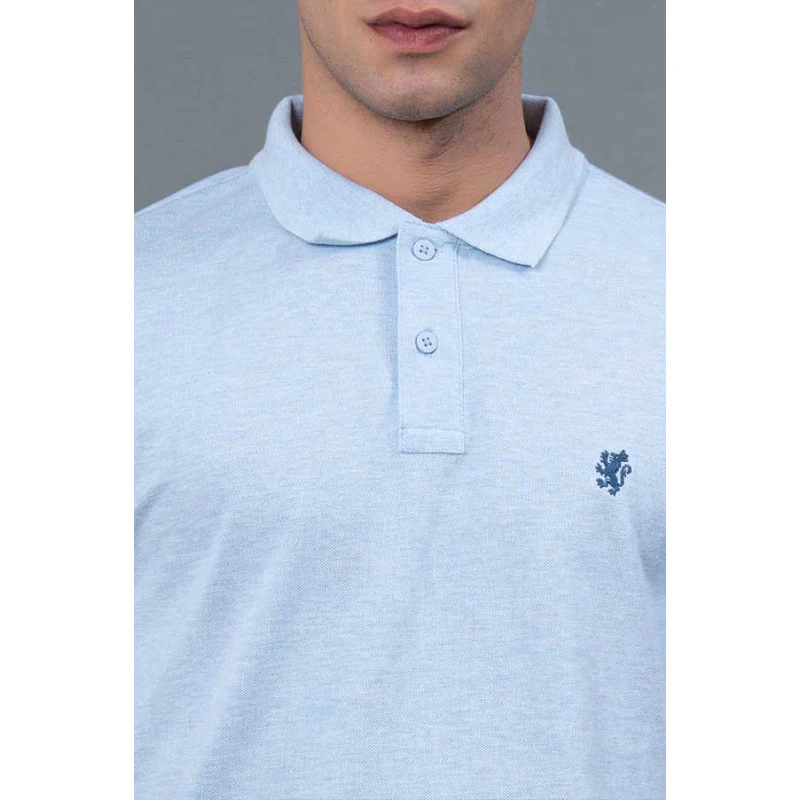 Lt. Blue Melange Men's Polo T-Shirt - Image 4