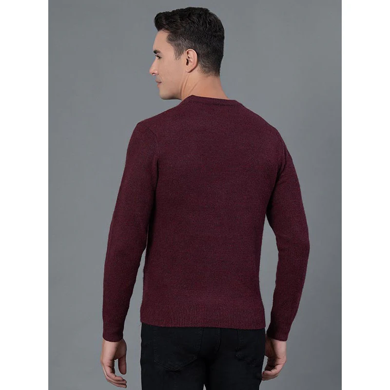 Maroon Casual Sweater for Men - Image 3