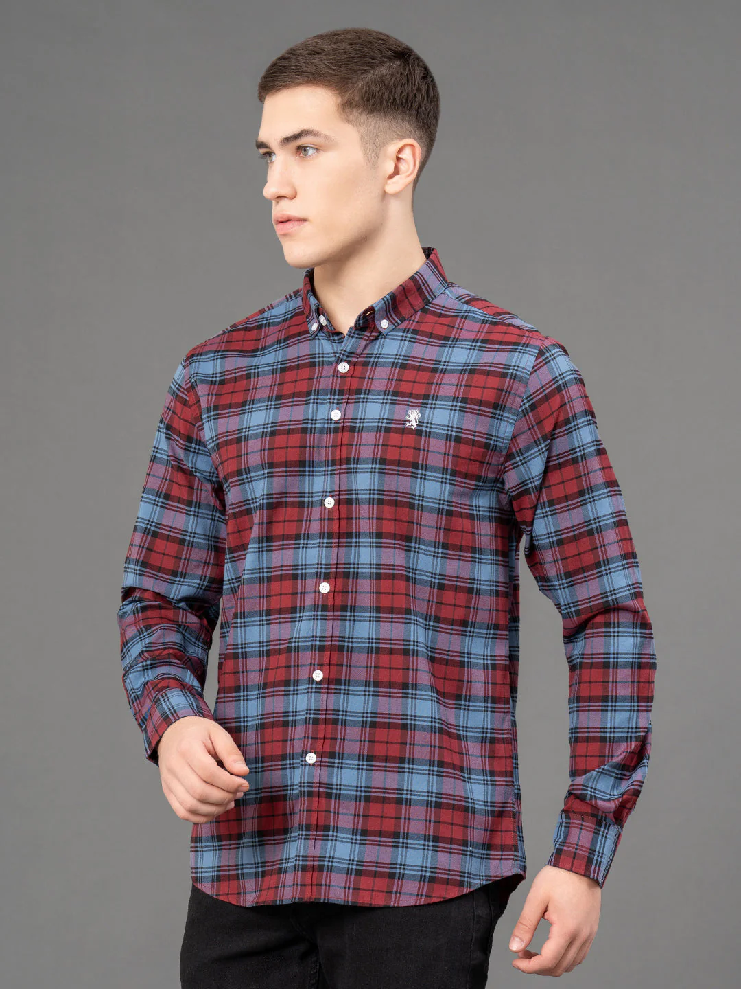 Maroon Checked Shirt for Men - Image 2