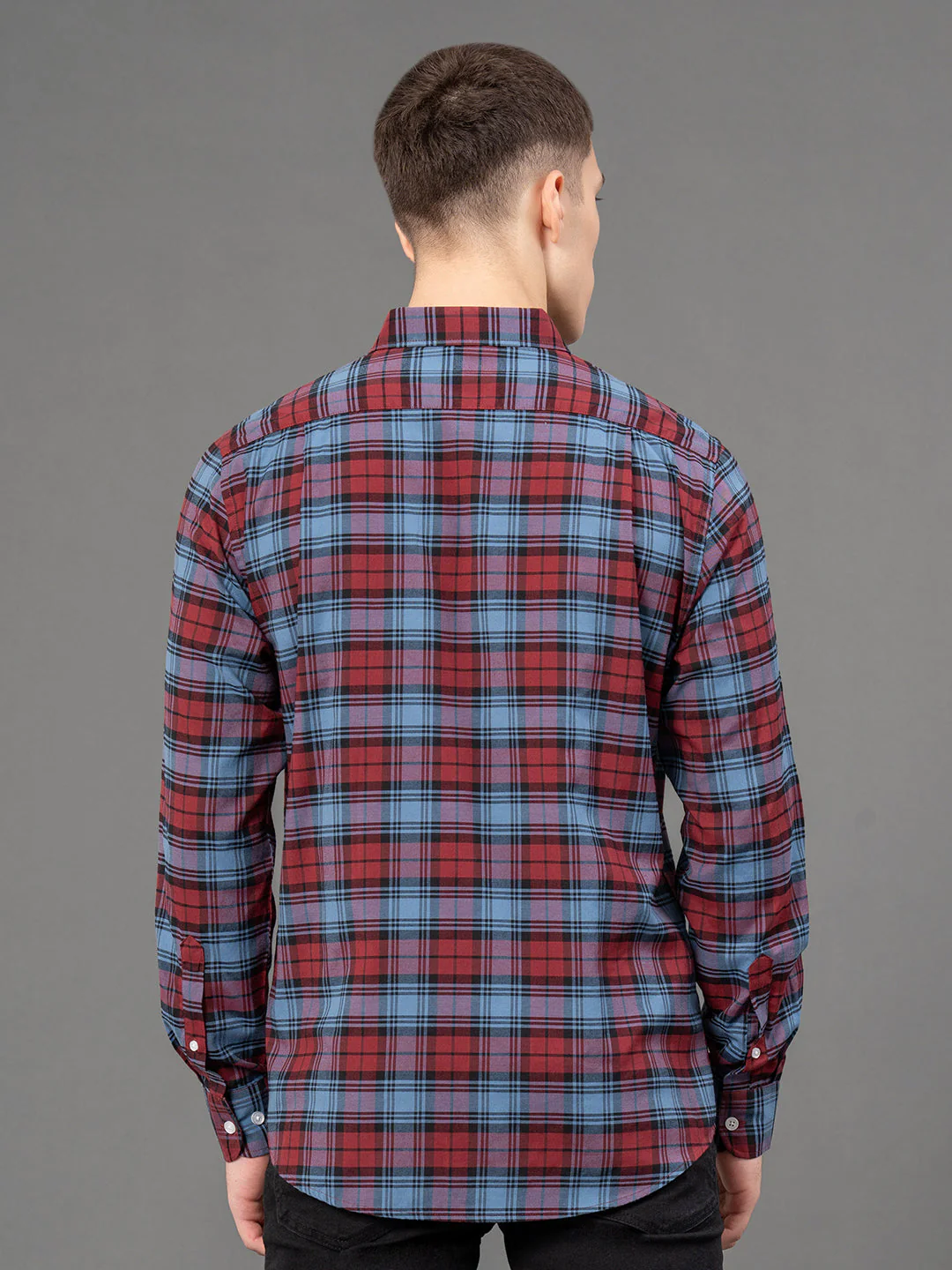 Maroon Checked Shirt for Men - Image 3
