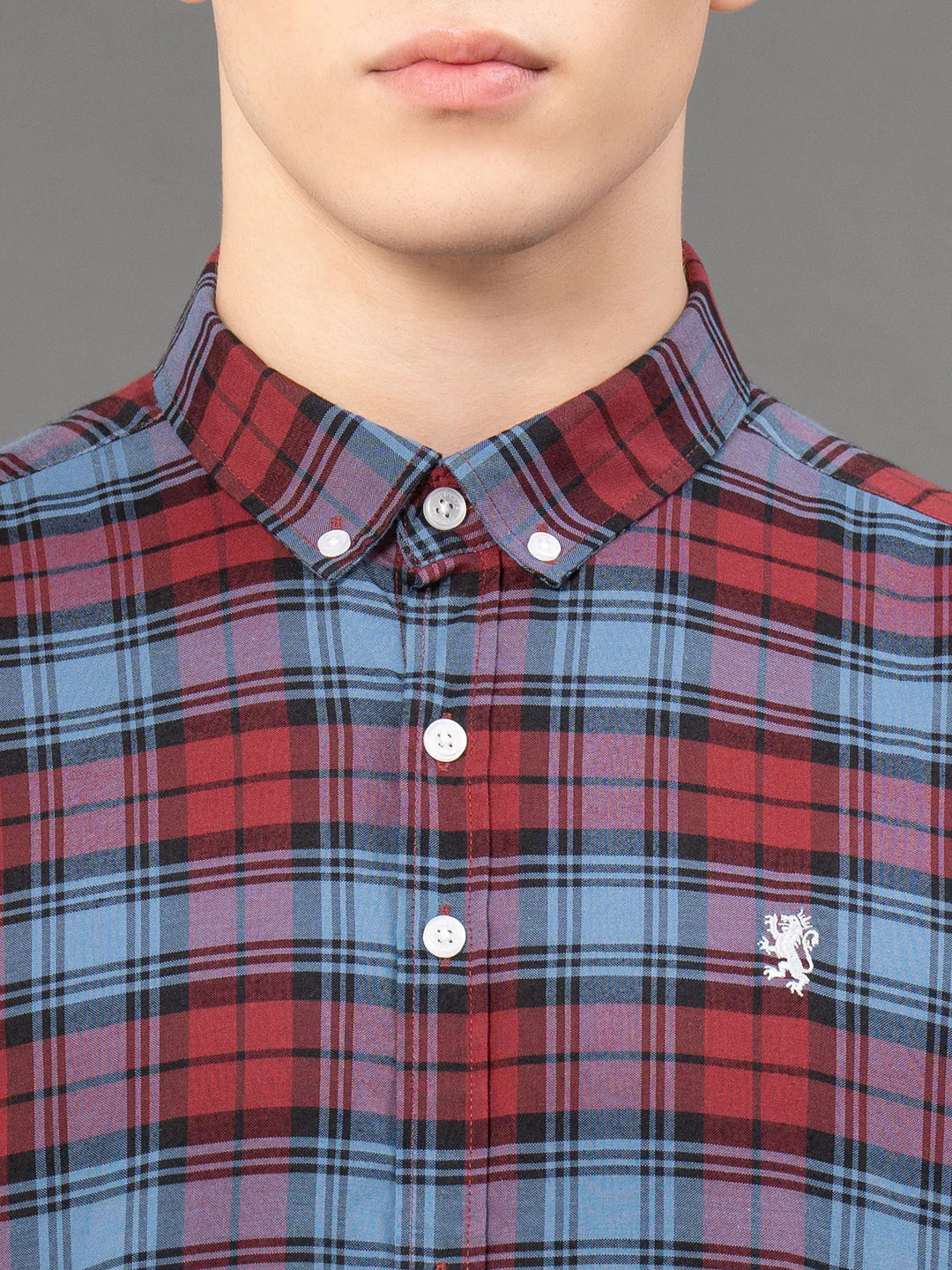 Maroon Checked Shirt for Men - Image 4