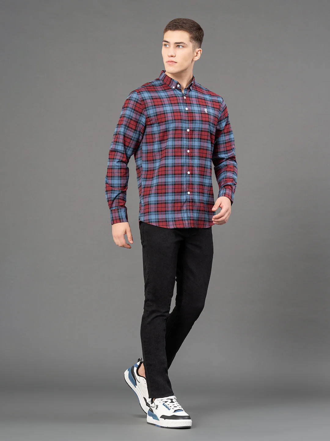 Maroon Checked Shirt for Men - Image 5