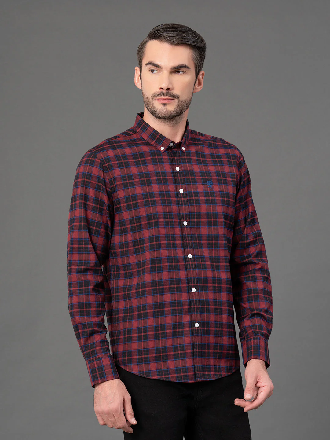 Maroon Checked Shirt for Men - Image 2