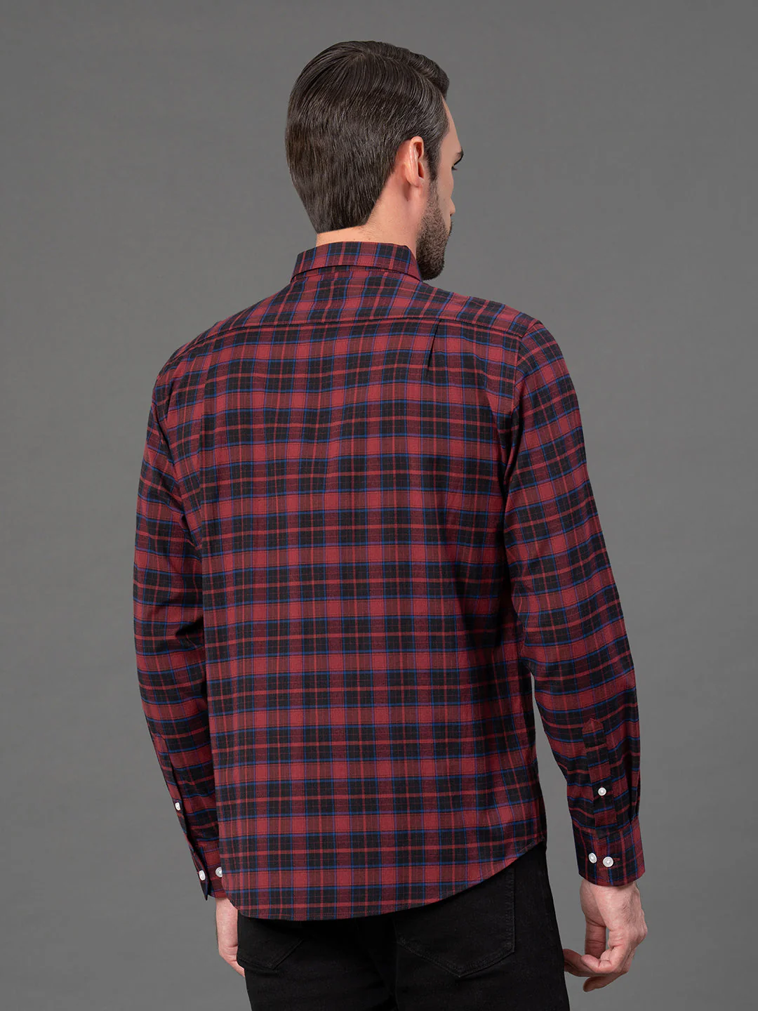 Maroon Checked Shirt for Men - Image 3