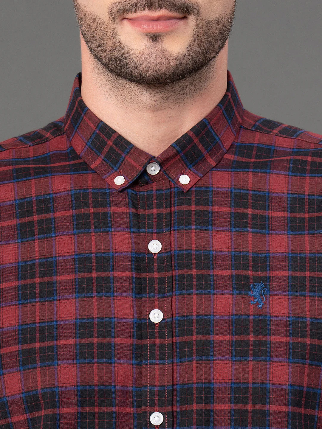 Maroon Checked Shirt for Men - Image 4