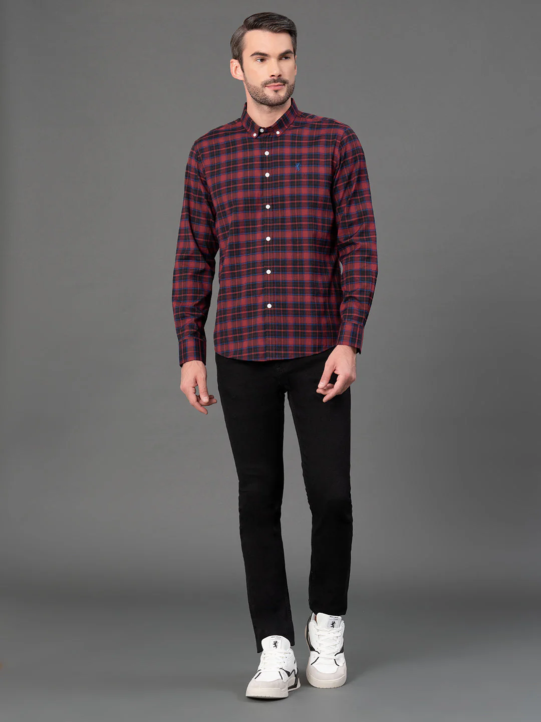 Maroon Checked Shirt for Men - Image 5
