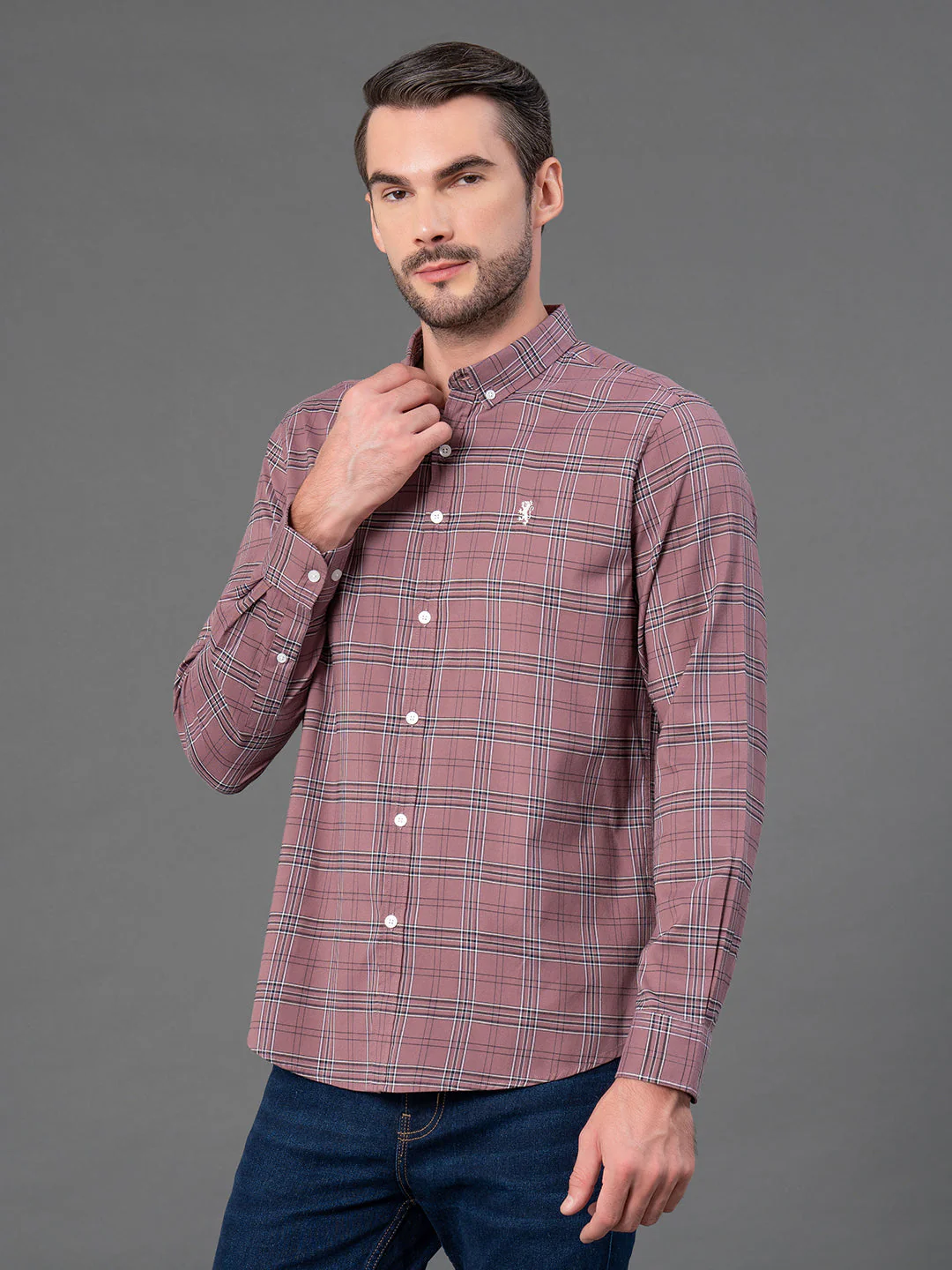 Mauve Checked Shirt for Men - Image 2