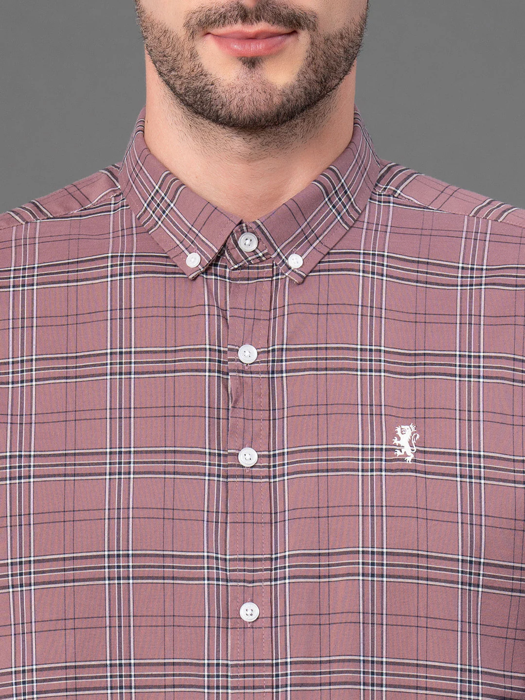 Mauve Checked Shirt for Men - Image 4