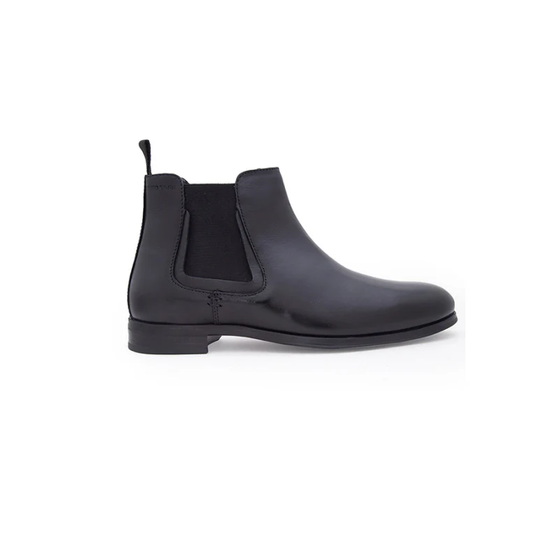 Men Black Genuine Leather ChelSea Boots - Image 2