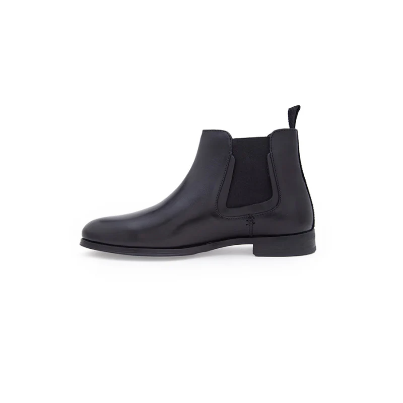 Men Black Genuine Leather ChelSea Boots - Image 3