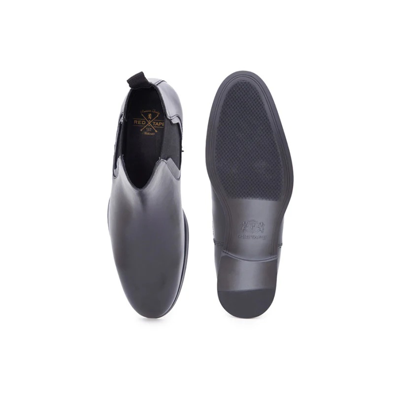 Men Black Genuine Leather ChelSea Boots - Image 5
