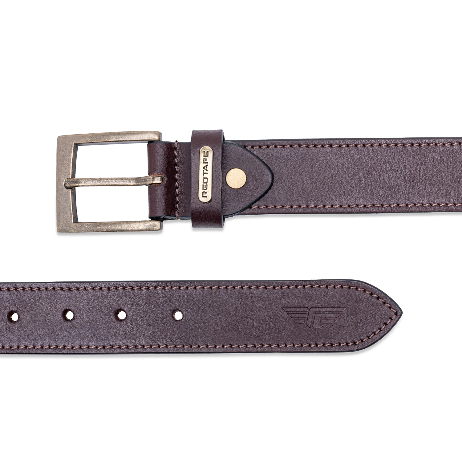 Men Brown Leather Belt - Image 4
