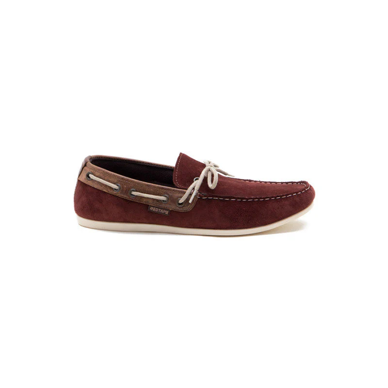 Men Burgundy Boat Shoes - Image 2