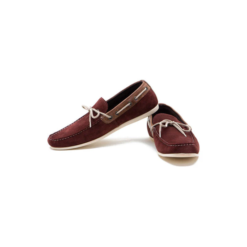 Men Burgundy Boat Shoes - Image 3