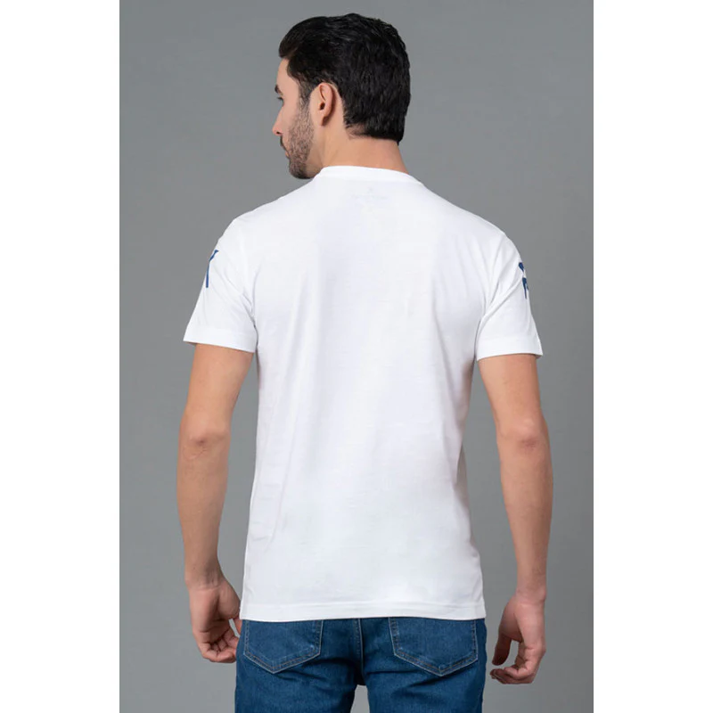 Men Casual Round Neck White T-Shirt - Image 3