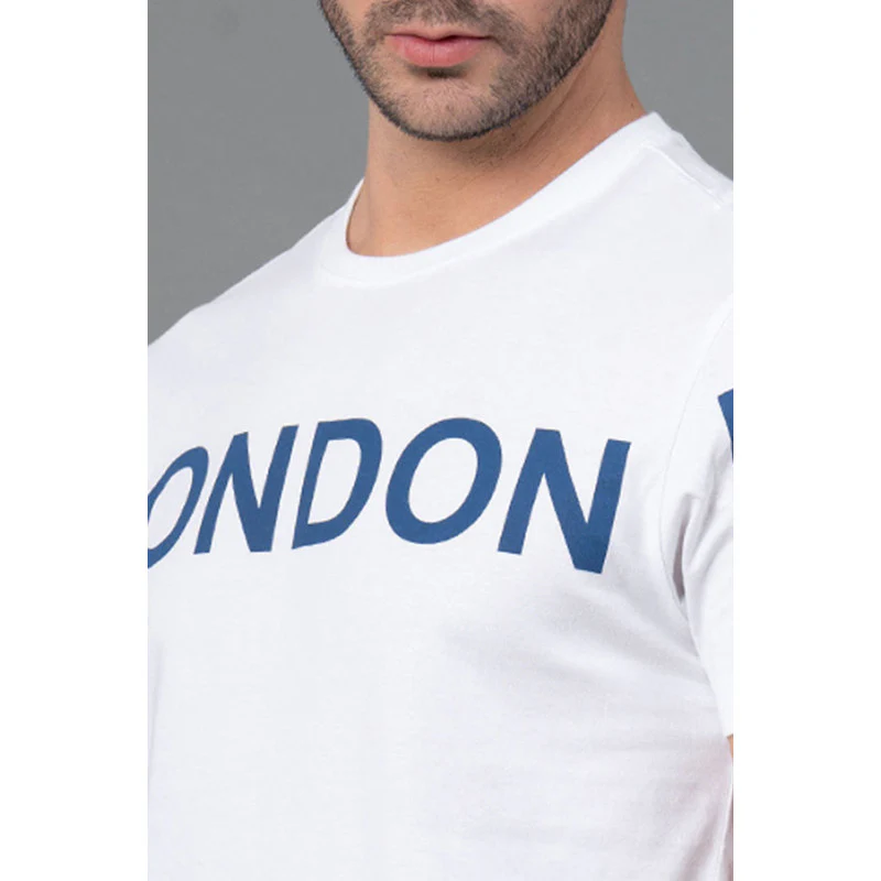Men Casual Round Neck White T-Shirt - Image 4