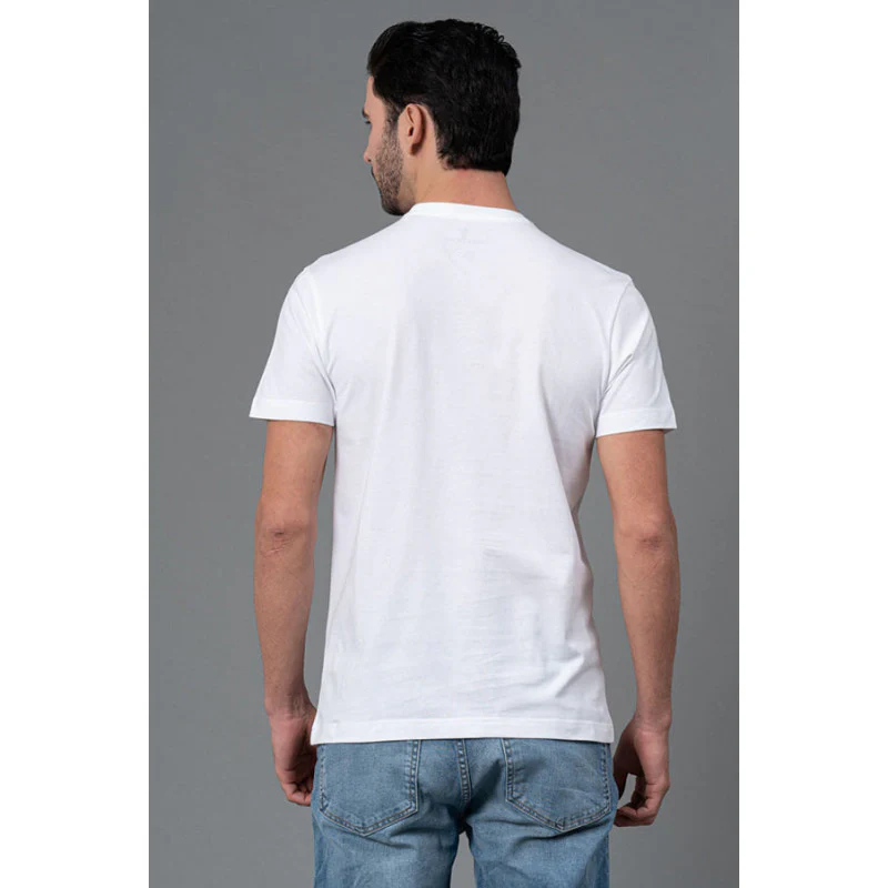 Men Casual White Round Neck T-Shirt - Image 3