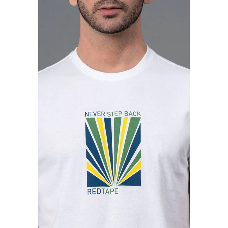 Men Casual White Round Neck T-Shirt - Image 4
