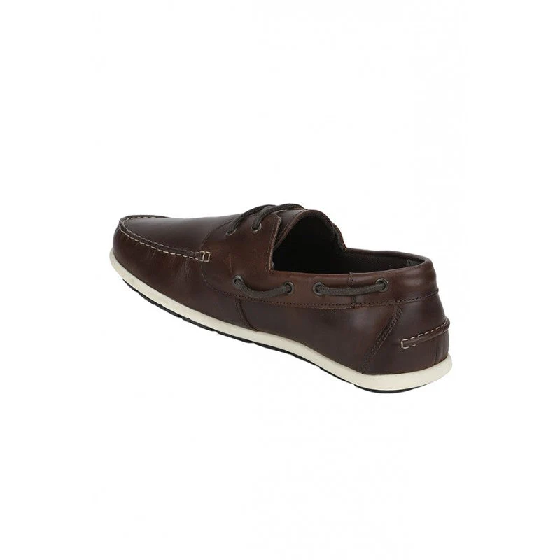 Men Dark Brown Boat Shoes - Image 5