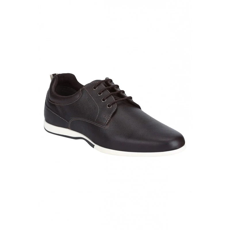Men Dark Brown Derby Shoes
