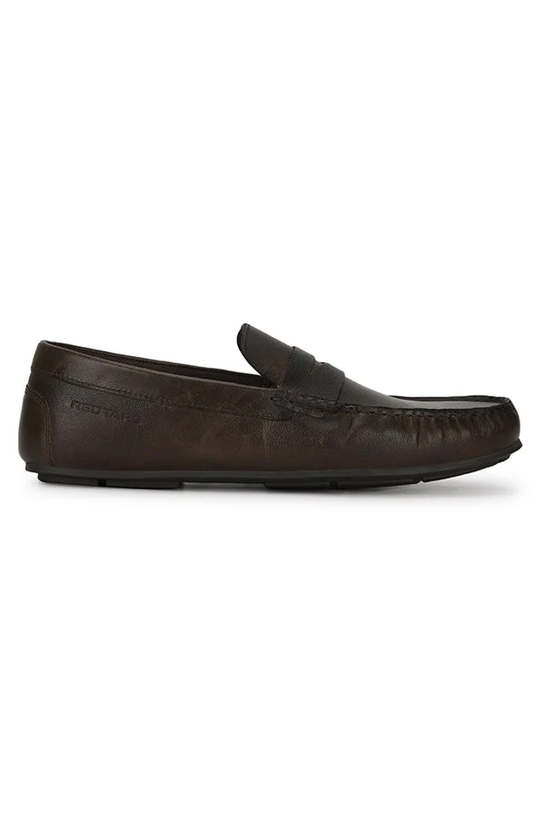 Men Dark Brown Driving Shoes - Image 2