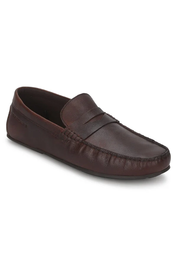 Men Dark Brown Driving Shoes - Image 9