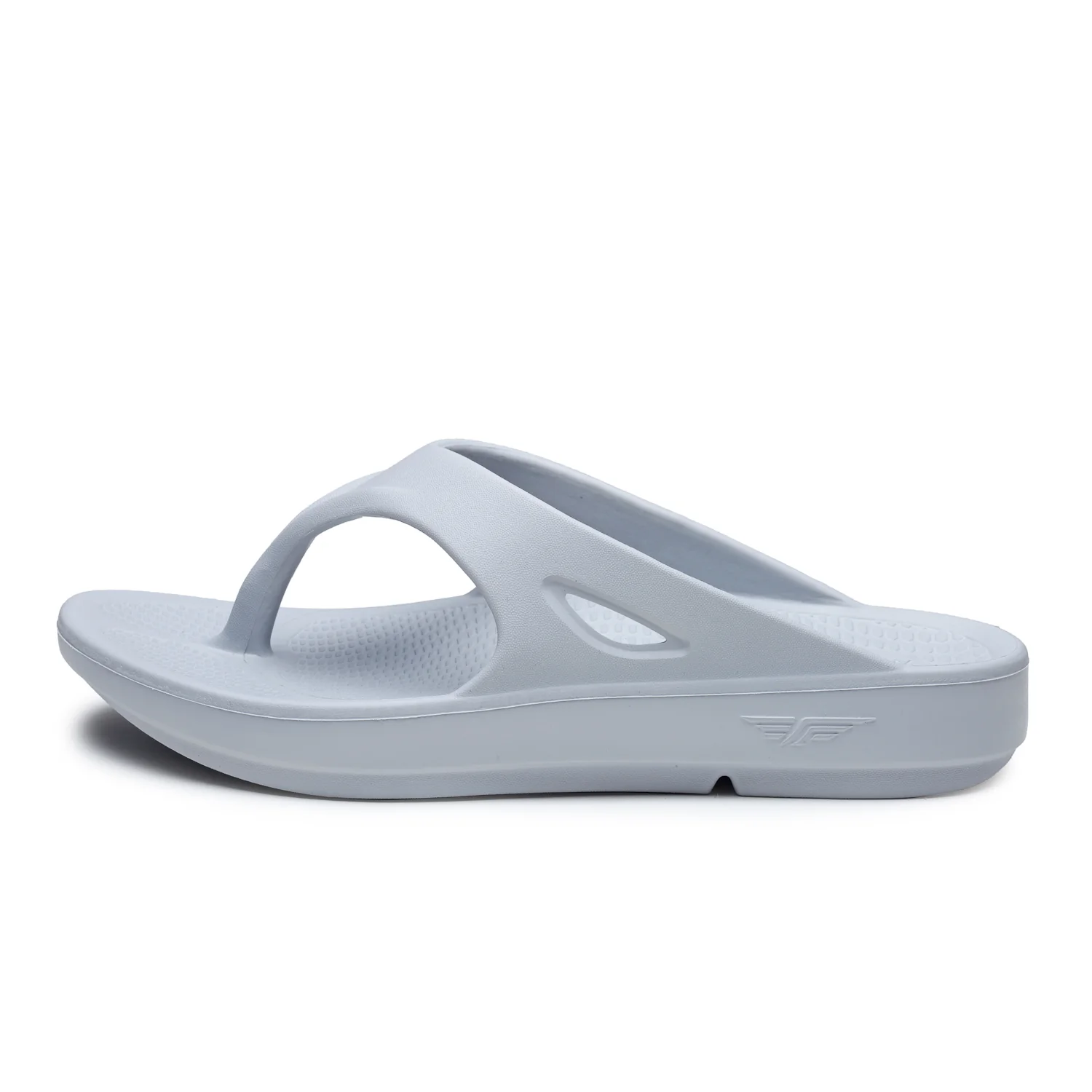 Men Grey Solid Sunnies Thong Flip Flops - Image 4