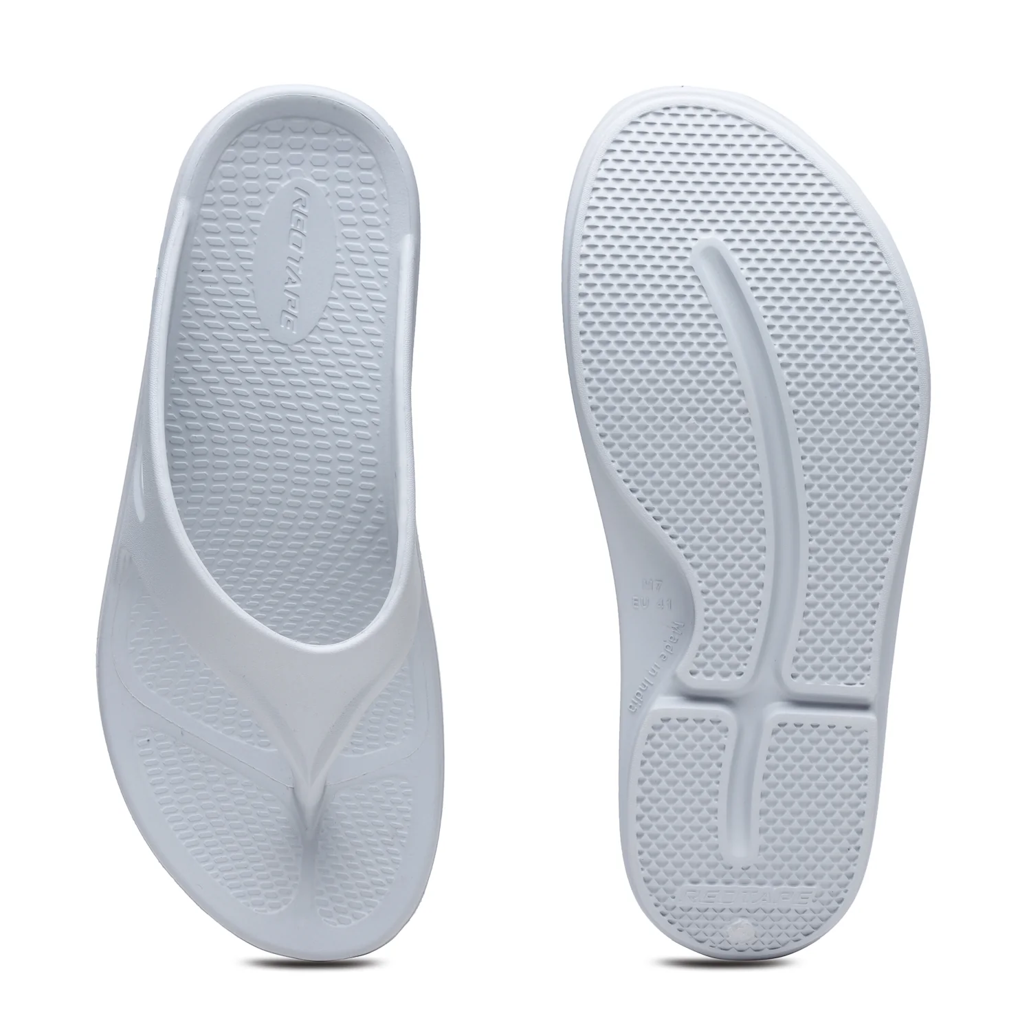 Men Grey Solid Sunnies Thong Flip Flops - Image 6