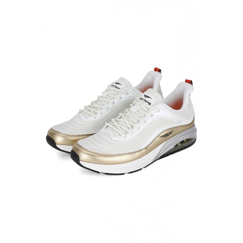 Men Off White & Gold Walking Shoes - Image 5