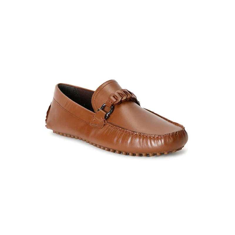 Men Tan Driving Shoes - Image 2
