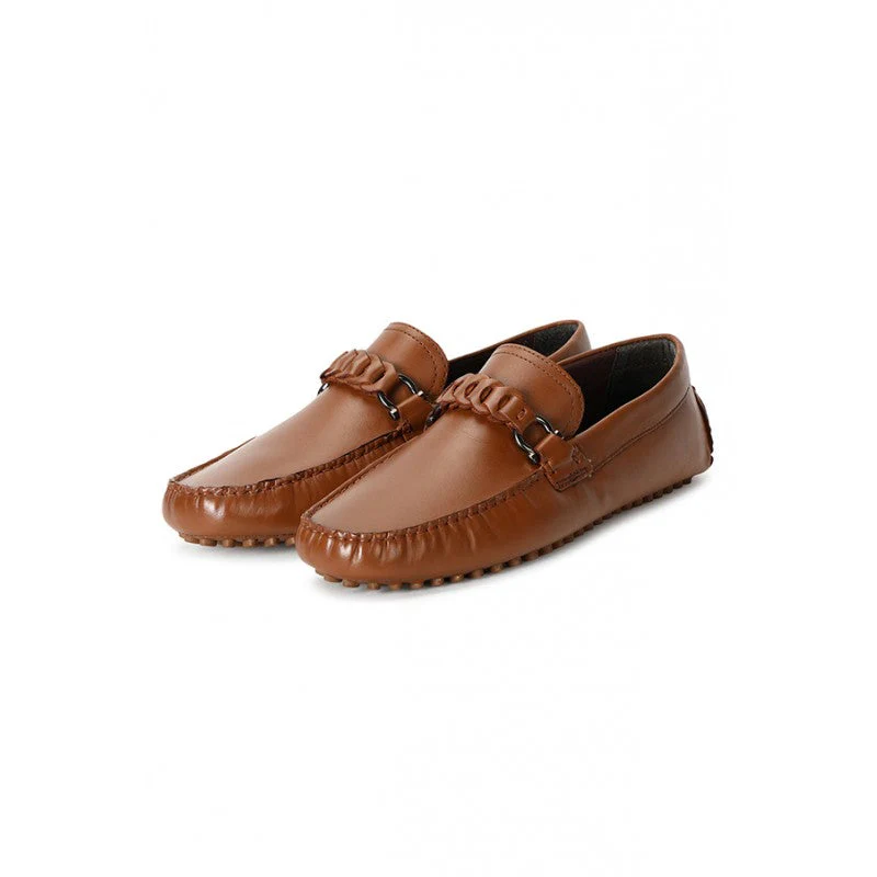 Men Tan Driving Shoes - Image 5