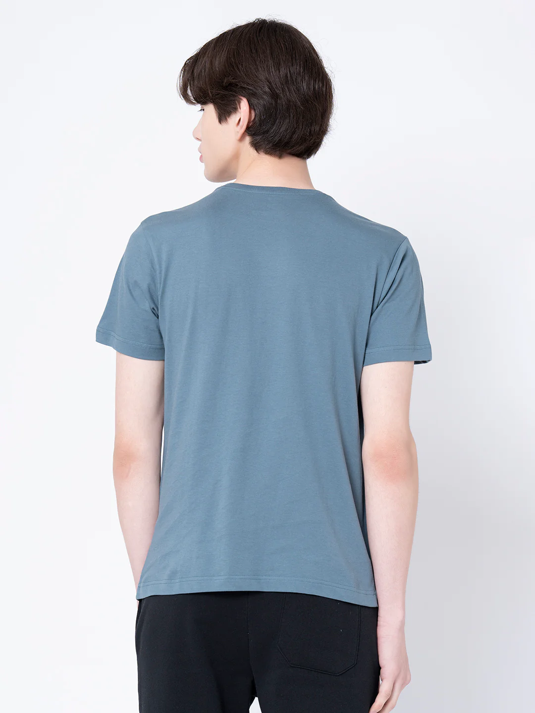 Men Turquoise Blue Graphic Print T-Shirt - Image 4