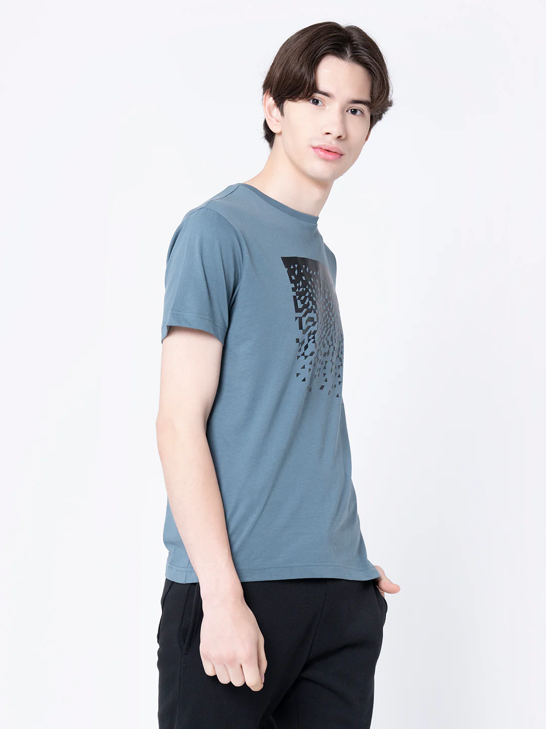 Men Turquoise Blue Graphic Print T-Shirt - Image 7