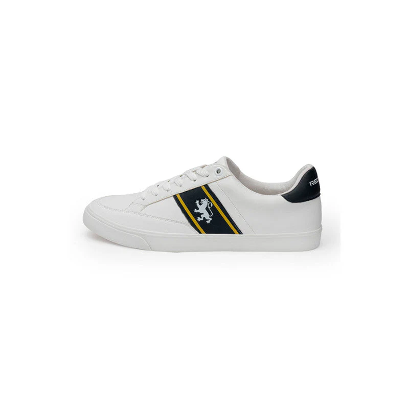 Men White & Navy Sneakers - Image 3
