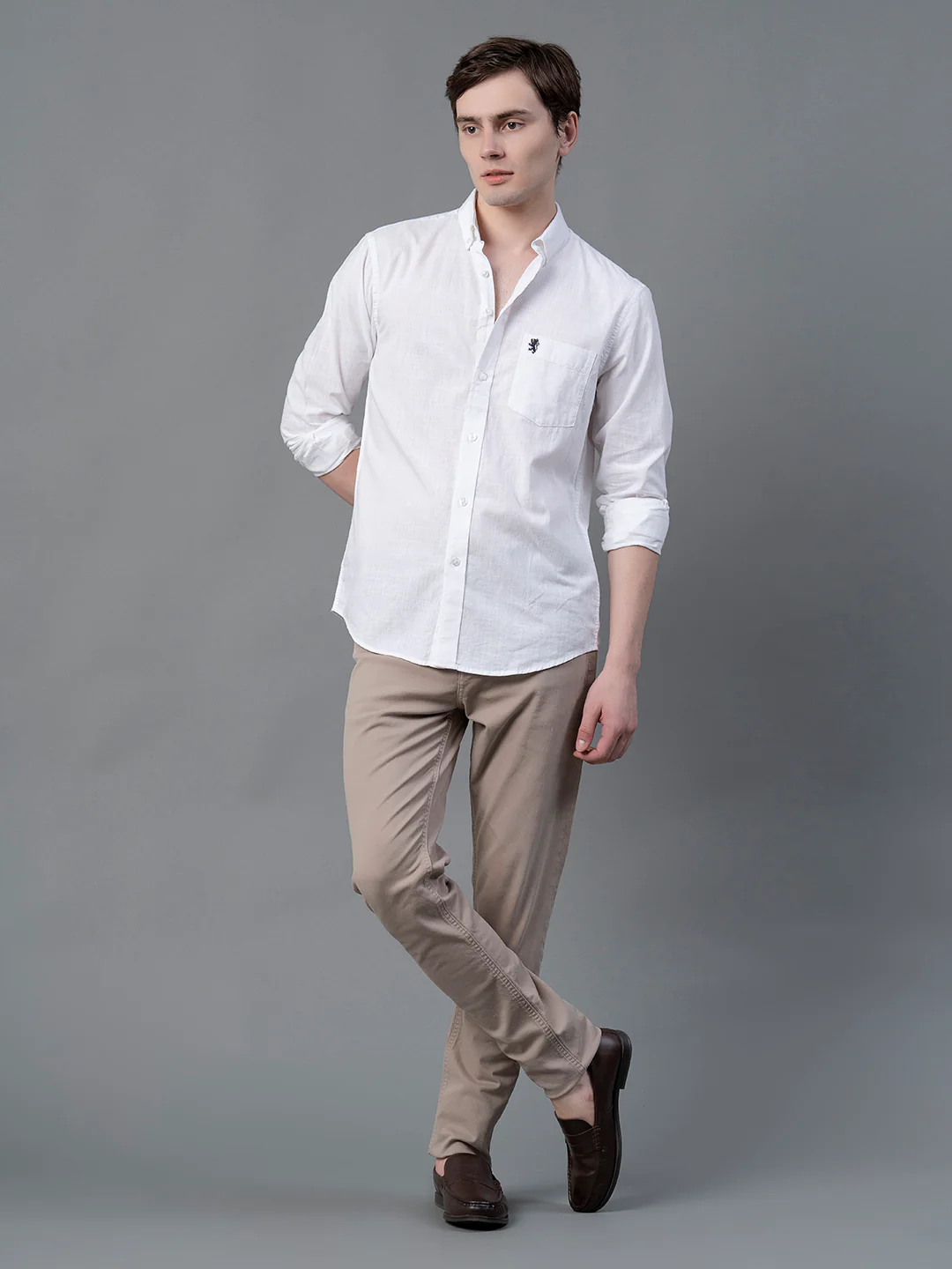 Men White Solid Shirts - Image 2