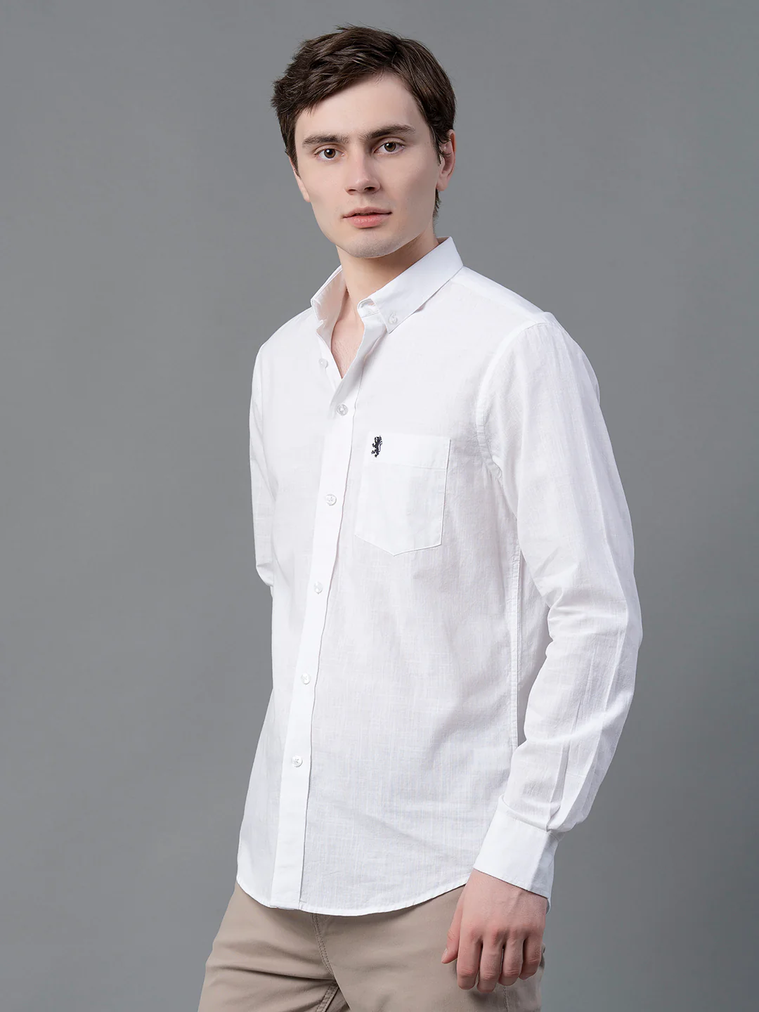 Men White Solid Shirts - Image 5