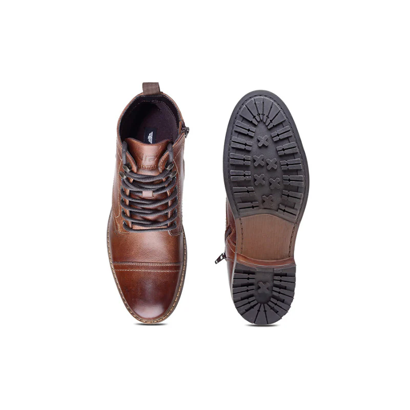 Men Wood Genuine Leather Ankle Length Boots - Image 5