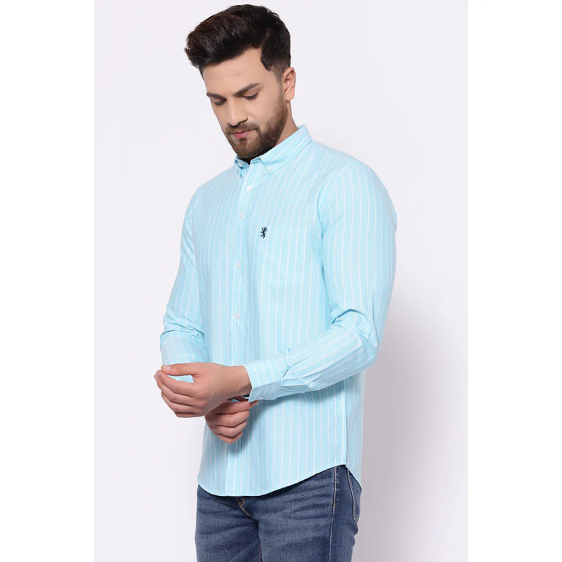 Men's Aqua Full Sleeves Casual Shirt - Image 2