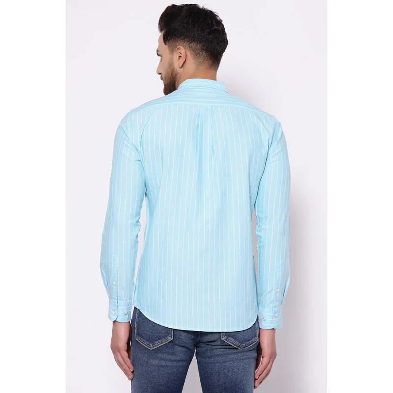 Men's Aqua Full Sleeves Casual Shirt - Image 3