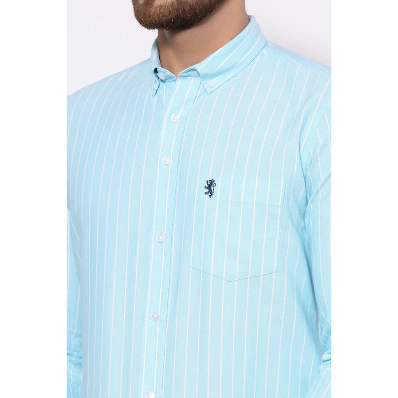 Men's Aqua Full Sleeves Casual Shirt - Image 5