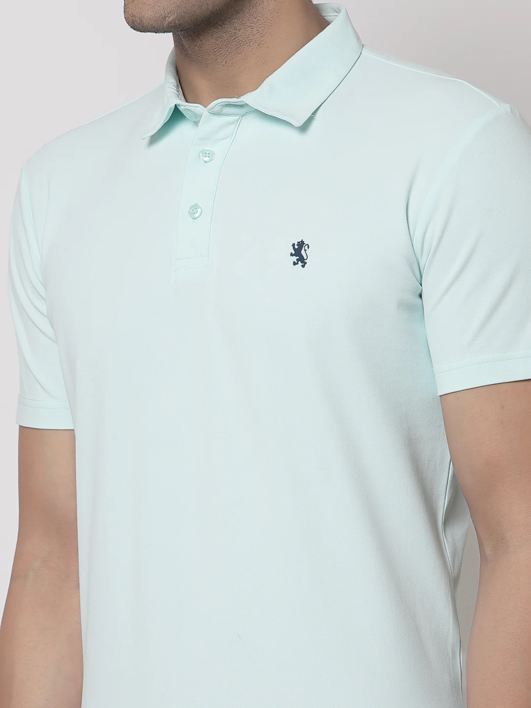 Men Aqua Polo Neck T-Shirt - Image 4