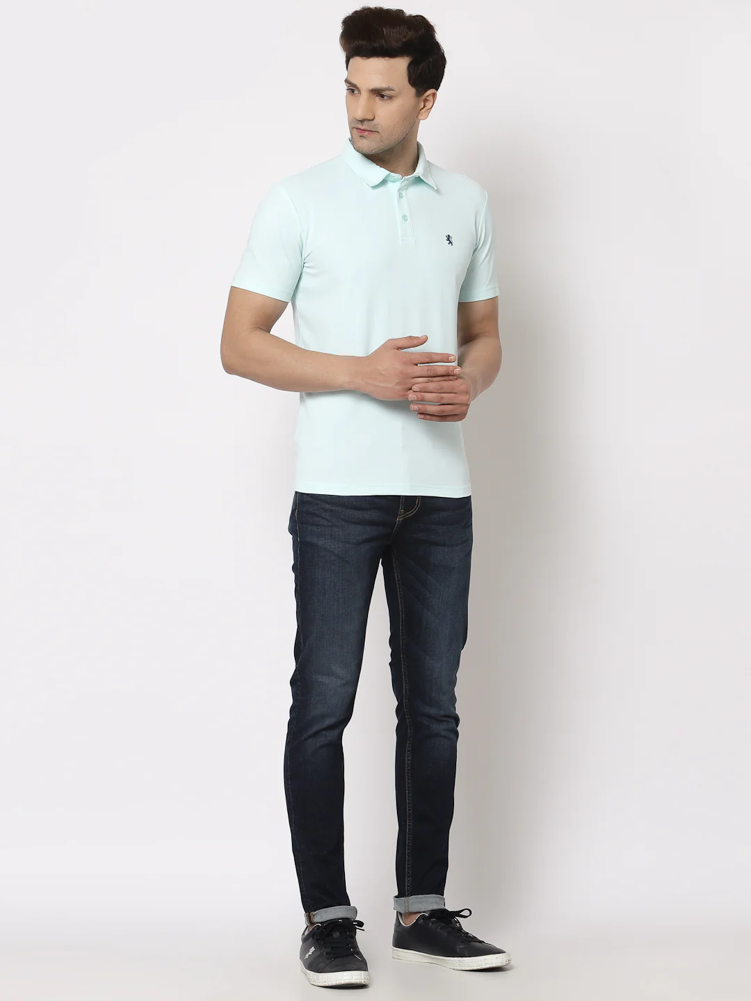 Men Aqua Polo Neck T-Shirt - Image 5