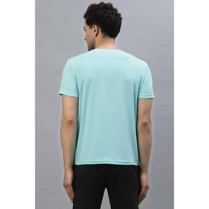 Men Aqua Round Neck Activewear T-Shirt - Image 3