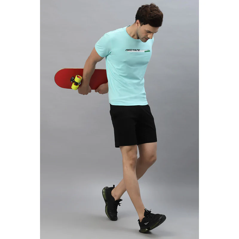 Men Aqua Round Neck Activewear T-Shirt - Image 5