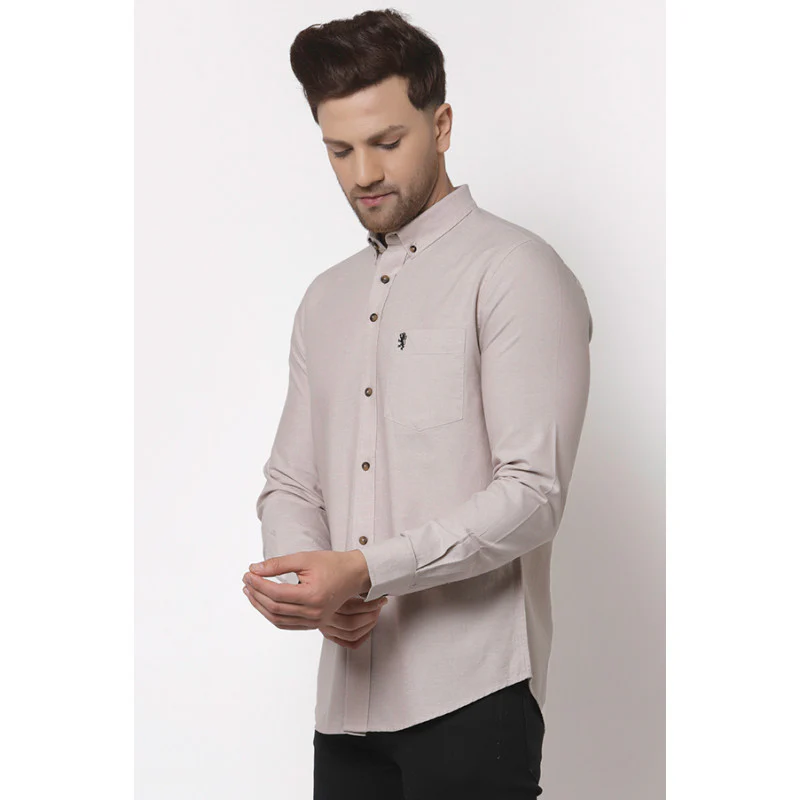 Men's Beige Full Sleeves Casual Shirt - Image 2