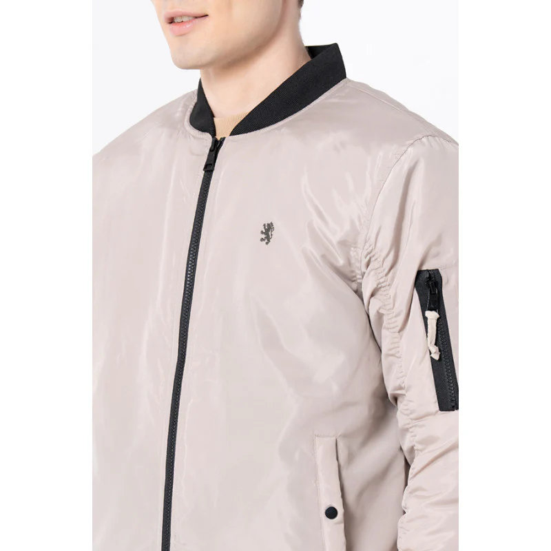 Men's Beige Solid Jacket - Image 4