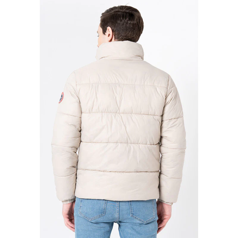 Men's Beige Solid Jacket - Image 3