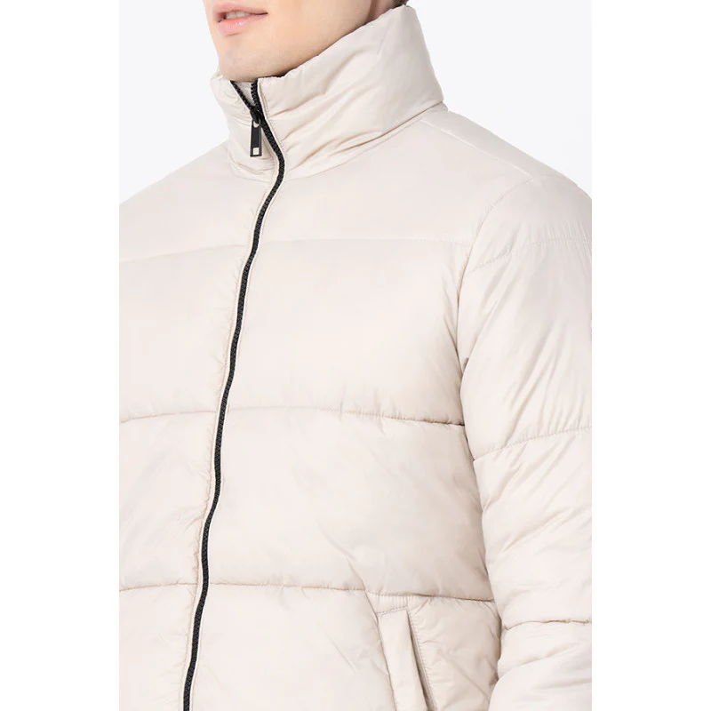 Men's Beige Solid Jacket - Image 4